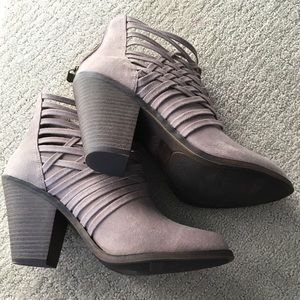 Taupe Fergalicious weave ankle boots-9.5 WIDE